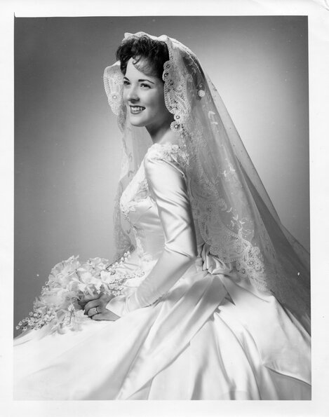 Debbie Chamberlain in her wedding dress